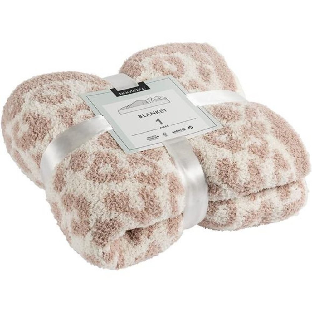 Throw Blanket, Leopard Print Ultra Soft Fleece Blanket (50"x60", Cream)